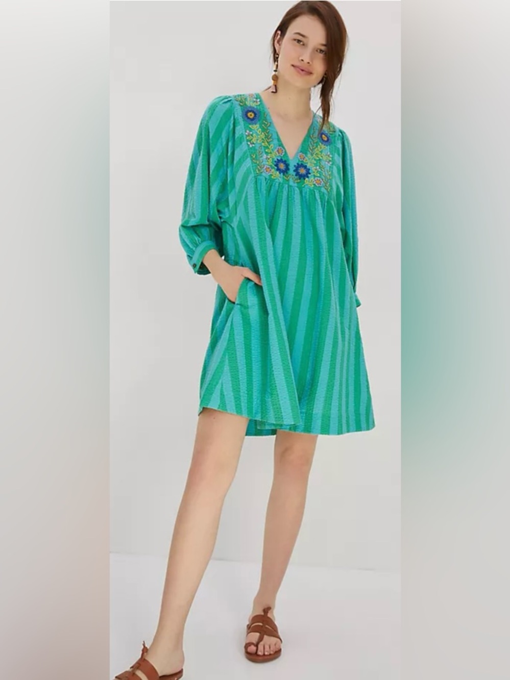 Anthropologie Embroidered Beachy Dress Size L